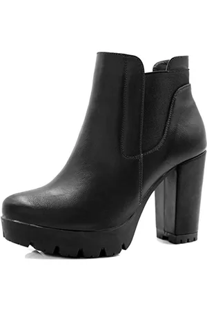 Allegra K Damskie grube wysokie obcasy platforma zamek błyskawiczny Chelsea buty