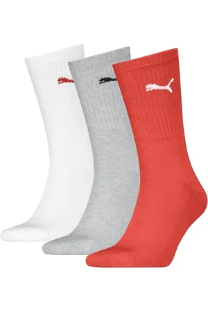 PUMA Uniseks Crew skarpety, 3 pary, Red/Grey, 39-42 EU