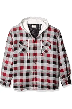 Wrangler Męska kurtka flanelowa z długim rękawem, koszula z kapturem, , XL