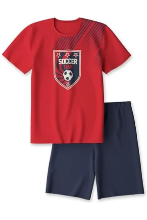 Calida Kids Soccer Krótka piżama wiśniowa czerwona, , 128-134
