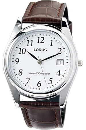 Lorus Klasyczny zegarek męski z nakładką z palladu i skórzanym paskiem RS965BX9, , Pasek
