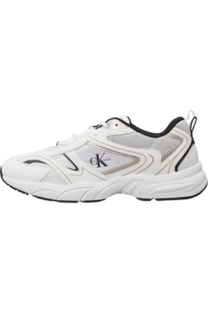 Calvin Klein Jeans Męskie tenisówki retro Tennis MESH ML YM0YM01260, białe (jasnobiałe/czarne), 8 UK, , 40.5 EU