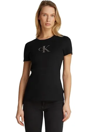 Calvin Klein Jeans Damska koszulka Gradient CK Slim TEE J20J224982 S/S, czarna (Ck Black), XXL, , XXL