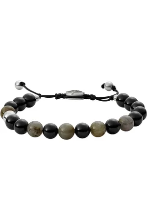 Diesel Pulsera Para Hombre, Largo 165mm-250mm X Ancho 8mm X Alto 8mm Pulsera Negra Semipreciosa, DX1325040