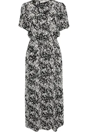 Kaffe Damska sukienka maxi z krótkim rękawem w serek Casual Fit String Waist Kobiety, , 36