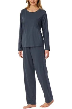 Schiesser Damska piżama długie spodnie z długim rękawem Casual Nightwear zestaw piżamowy, grafitowy_182538, 36, , 36