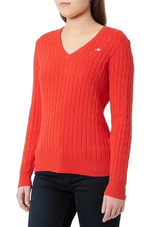 GANT Stretch Cotton Cable V-Neck, , M