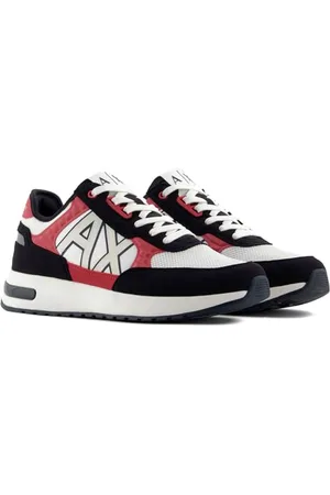 Armani Exchange Męskie buty typu sneakers z wytłoczonymi geometrycznymi motywami, sznurowane trampki, wielokolorowe, 43, , 43 EU