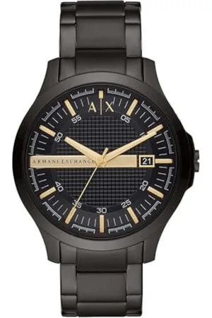 Armani Exchange Męski wyświetlacz daty z trzema wskazówkami, zegarek ze stali nierdzewnej, rozmiar koperty 46 mm, , One Size, bransoletka