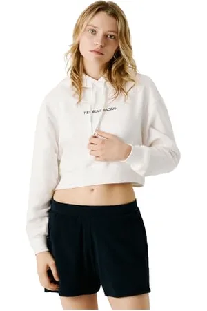 Pepe Jeans PEPE JEANS Damska bluza z kapturem z logo Cropped, biała (biała), L, , L