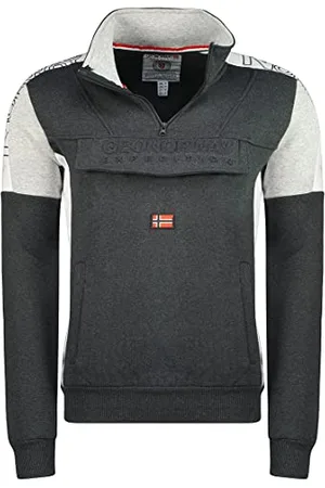 Geographical Norway Fagostino Męska bluza z kapturem z kieszenią kangurka - Bluza z logo bluza z kapturem ciepły długi rękaw - męska wiosna lato jesień zima (ciemnoszara XL), , XL