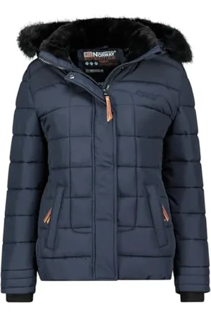 Geographical Norway Badeli Damska kurtka wiatrówka outdoorowa, damska kurtka z długim rękawem - Płaszcz przeciwdeszczowy na wędrówki, wiosna, lato, jesień, zima (granatowa XL), , XL