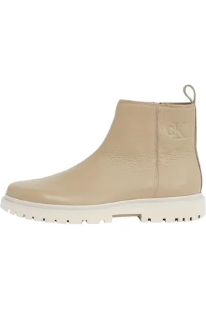 Calvin Klein CK JEANS Męskie buty EVA MID Chelsea Zip Tumbled YM0YM01173, beżowe (trawertyn/skorupka jajka), 44 EU, , 39 EU