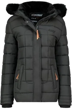 Geographical Norway Badeli Lady Damska kurtka wiatrówka outdoorowa, damska kurtka z długim rękawem, płaszcz przeciwdeszczowy, na wędrówki, wiosna, lato, jesień, zima (czarna L), , L