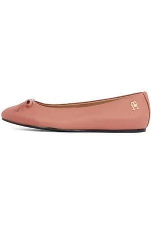 Tommy Hilfiger Damskie baleriny skórzane płaskie kokardki FW0FW08359 buty na co dzień, pomarańczowe, 40 EU, , 41 EU