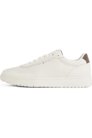 Tommy Hilfiger Męski TH BASKET CORE LTH MIX Low Top, BEŻOWY (Alabaster), 10 UK, , 44 EU