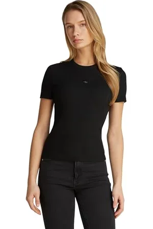 Calvin Klein CK JEANS Damska TKANA ETYKIETA RIB FITTED TEE J20J225245, czarna (Ck Black), 3XL, , 3XL