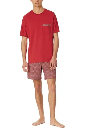 Schiesser Męska piżama krótka okrągły dekolt Comfort Nightwear zestaw piżamowy, chilli red_180261, 52, , 52