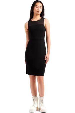 Armani Exchange Damski projekt ikony, detale z siateczki, małe logo haftowana sukienka, , M
