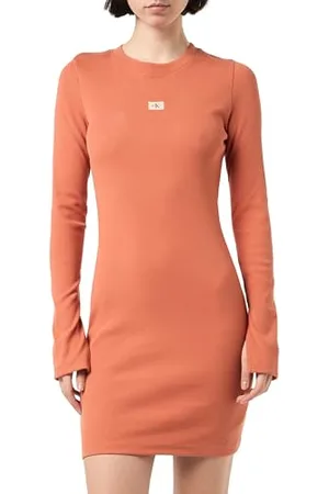 Calvin Klein Jeans Damska tkana sukienka z żeberkami J20J225112 Bodycon Dress, brązowa (Aragon), S, , S