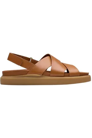 Clarks Premium Damskie sandały Aristella Sun, jasnobrązowa skóra, 40 EU, , 41 EU