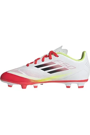adidas Uniseks - dzieci F50 CLUB Football boots FG/MG Kids, Cloud White/Core Black/Solar Yellow, 35 EU