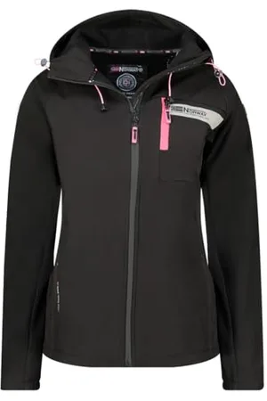 Geographical Norway Tendresse Damska kurtka softshellowa z kapturem, wodoodporna kurtka outdoorowa, do aktywności na świeżym powietrzu, na wędrówki, na narty, jesień, zima, wiosna, (czarna S),