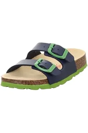 Superfit Jungen FUSSBETTPANTOFFEL Hausschuhe, BLAU/GRÜN 8210