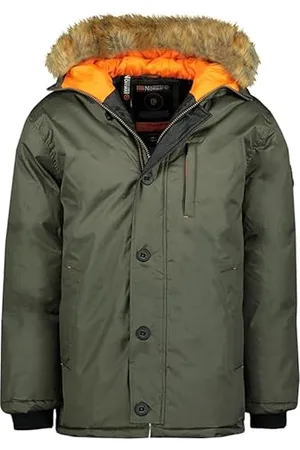 Geographical Norway Darwin Męska ciepła długa parka jesienno-zimowa, wodoodporna kurtka z kapturem, outdoorowa futrzana kurtka wiatrówka, męska ( , 2XL), , XXL
