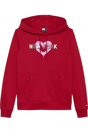 Tommy Hilfiger Damska bluza z kapturem ABO TJ X NYC DW0DW21771, czerwona (Red Hot), L, , L