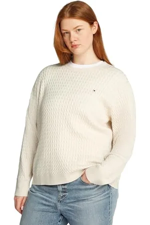Tommy Hilfiger Damski sweter CRV CO CABLE C-NK LS WW0WW46080, beżowy, 54, , 54