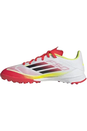 adidas Uniseks - dzieci F50 LEAGUE Football boots Turf Kids, Cloud White/Core Black/Solar Yellow, 35 EU
