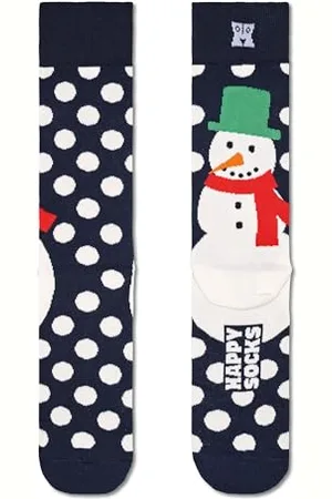 Happy Socks Skarpety Jumbo Snowman Crew - granatowe (UK, Alpha, M, L, regularne, granatowe), , Medium-Large