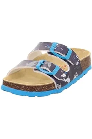 Superfit Kapcie chłopięce Fussbettpantoffel Low-Top, Niebieski wielokolorowy 8140, 10 UK Child