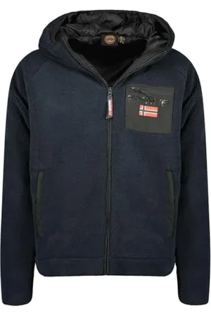 Geographical Norway Udaf Męski gruby polar ciepły zamek błyskawiczny - Kurtka Zimowe ciepłe męskie bluzy miękkie - Bluza z podszewką z długim rękawem - idealna na jesień i zimę (granatowa 3XL)