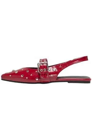 ONLY Onlaura-5 Pu Slingback Buckle Ballarina, High Risk Red, 37 EU, , 37 EU