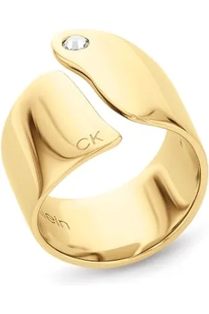 Calvin Klein Damski pierścionek z kolekcji CK CHERISHED z żółtego złota ozdobiony kryształem - 35000663C, Stal nierdzewna, Bez kamieni szlachetnych