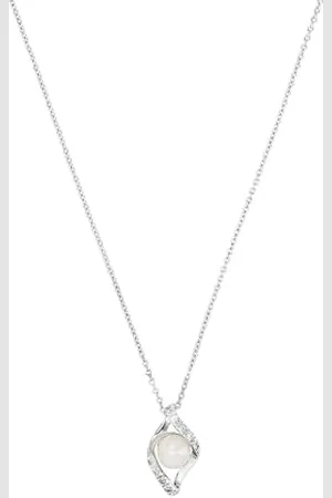 Amor Naszyjnik Z Zawieszką, Srebrny Naszyjnik Damski Próby 925, Z Cyrkoniami, Z Perłą Słodkowodną, 42+3 cm, Srebrny, W Pudełku, 9178230