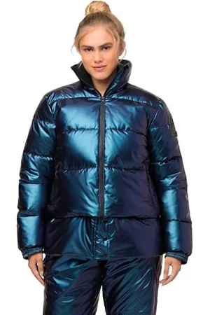 Ulla Popken Damska, duże rozmiary, kurtka performance puffer cropped z przedłużeniem, wodoodporna, , 46-48 duże rozmiary