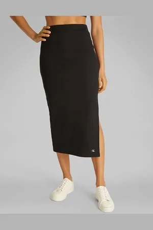 Calvin Klein CK JEANS Damska tkana spódnica prążkowana J20J225331, czarna (Ck Black), S, , S