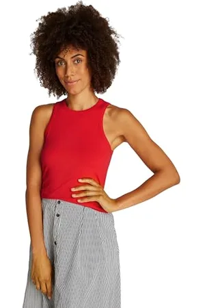 Tommy Hilfiger Damski top slim 5X2 RIB NS WW0WW38635, czerwony, XS, , XS
