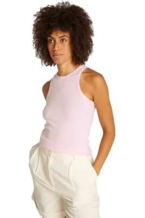 Tommy Hilfiger Damski top slim 5X2 RIB NS WW0WW38635, różowy, XXL, , XXL
