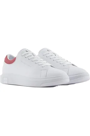 Armani Exchange Męskie buty sportowe ActionLeather,Sidelogo, Laceup Sneaker, OP.WHITE + CARDINAL, 41,5 EU, , 41.5 EU