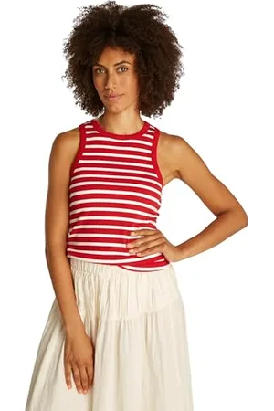 Tommy Hilfiger Damski top slim 5X2 RIB NS WW0WW38635, czerwony, M, , M