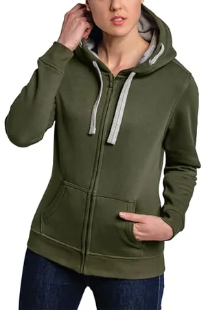 HRM Damska kurtka z kapturem I Premium bluza z kapturem damska z kontrastową wyściółką wewnętrzną, basic Hoodie z zamkiem błyskawicznym, wysokiej jakości i zrównoważone topy damskie, , L