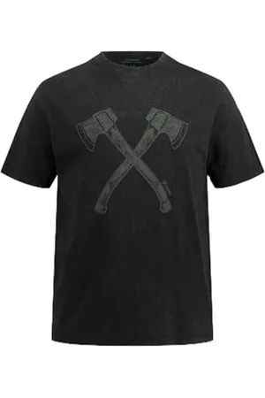 JP 1880 Męski duży rozmiar, duże rozmiary, rozmiar L-8XL, t-shirt, strój ludowy, pół rękawy, nadruk z podwójnym toporem, styl vintage, nadruk na piersi, okrągły dekolt 818521, , 5XL