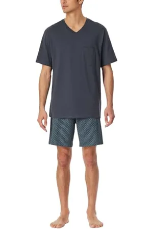 Schiesser Męska piżama krótka dekolt w serek Comfort Essentials zestaw piżamowy, grafitowy_181153, 48, , 48