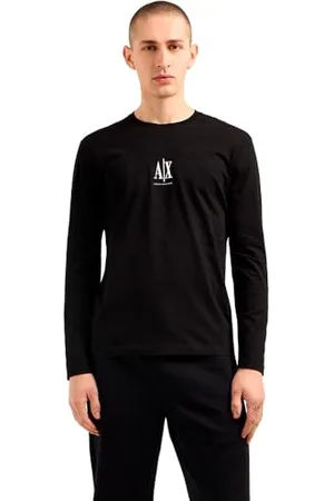 Armani Exchange Męski projekt ikony, haftowane logo, koszulka z długim rękawem, , XS