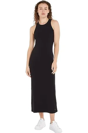 Tommy Hilfiger Damska sukienka Slim 5X2 Rib MIDI NS Bodycon, czarna, M, , M