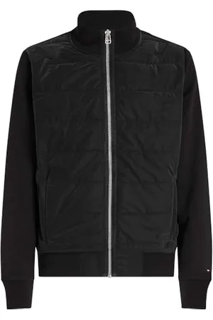 Tommy Hilfiger Męska bluza MIX MEDIA ZIP THRU STAND CLR MW0MW35543, zapinana na zamek, czarna, XL, , XL